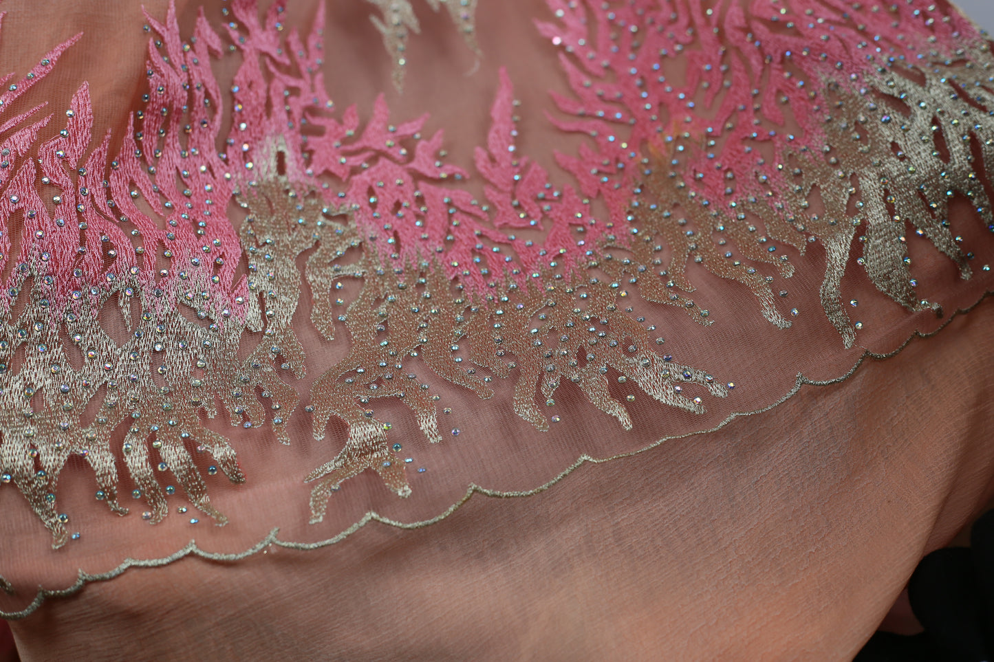 Lunorah [Coral] Saree Embroidery Fabric