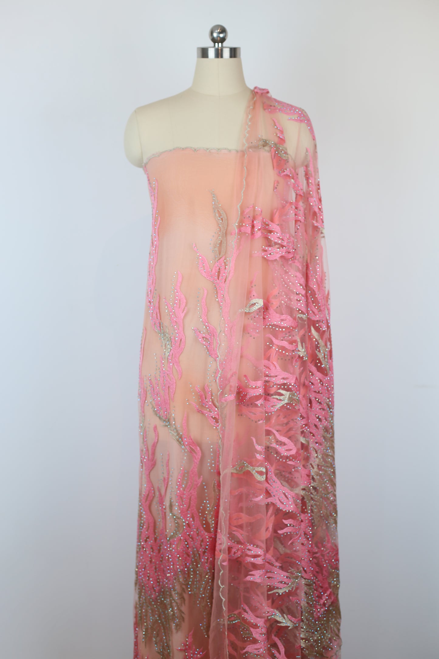 Lunorah [Coral] Saree Embroidery Fabric